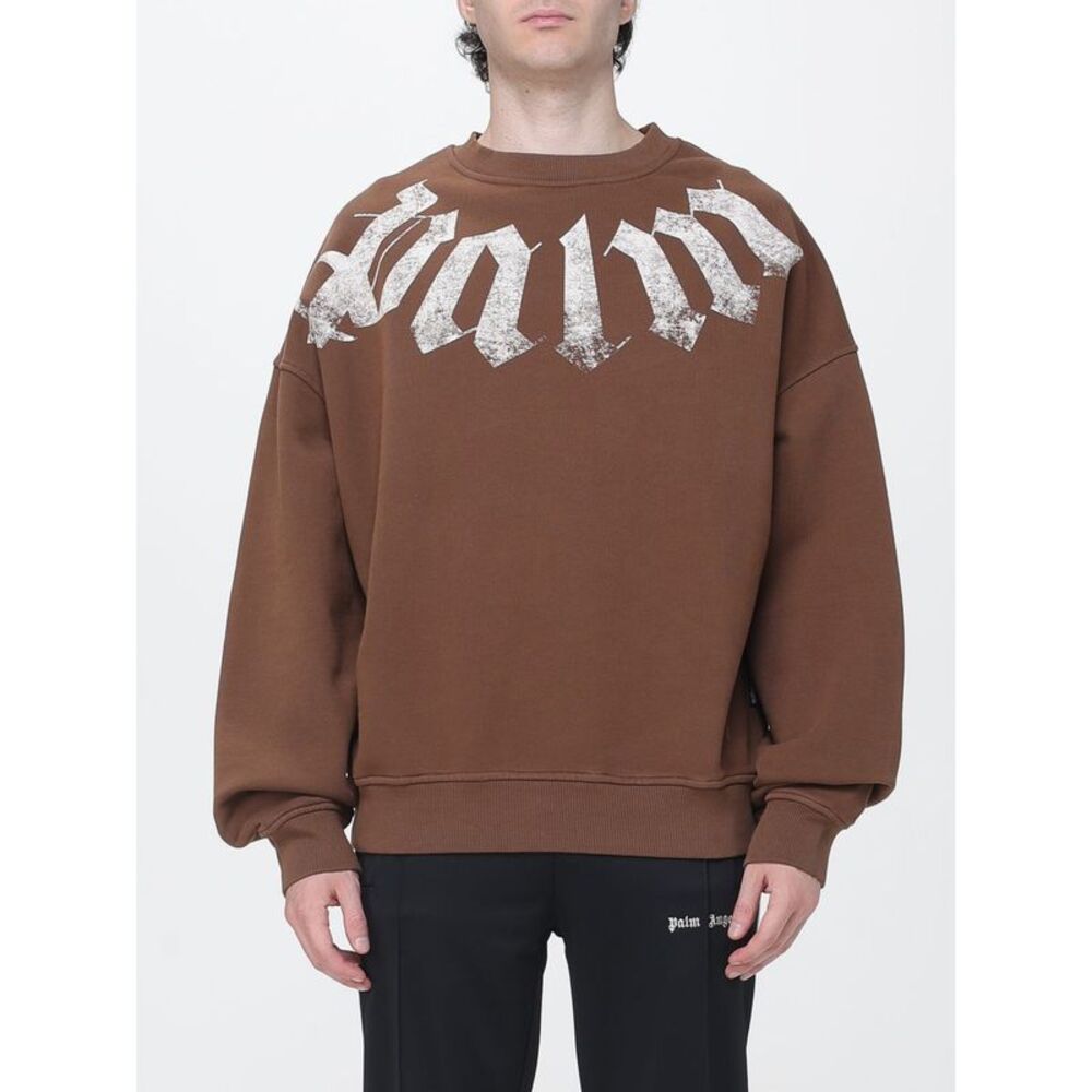 Palm Angels Oversized Crewneck Sweatshirt In Cotton With Printed Logo